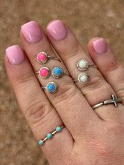 Western Sparkle Opal Stone Ring Pink