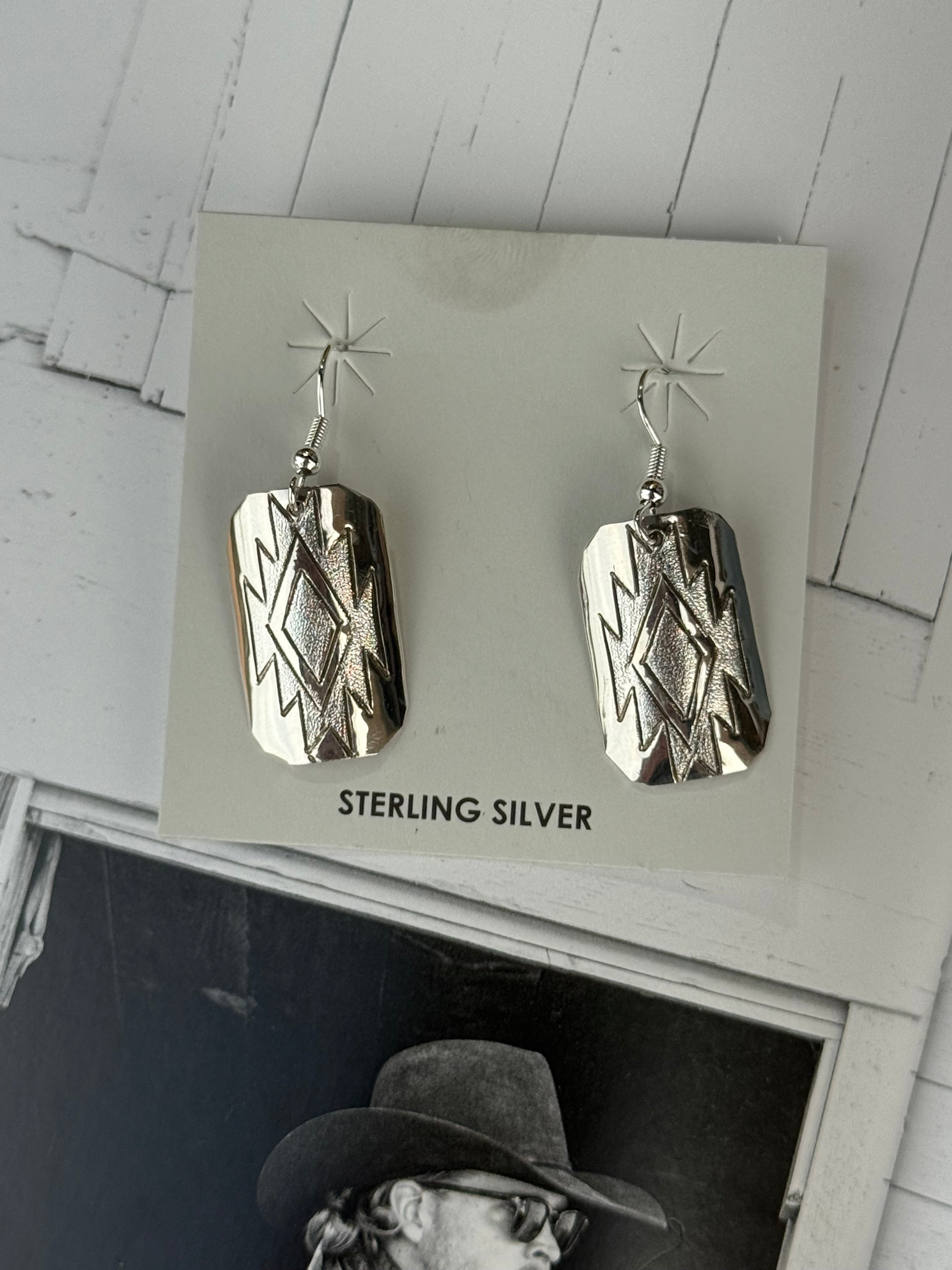 Aztec Diamond Burst Dangle Earrings