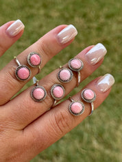Authentic Pink Conch Dual Stone Adjustable Ring