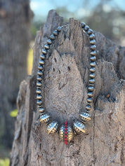 Large Red Stone Saucer Beaded Necklace