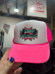 Aztec Roper Patch Trucker HatNeonPink