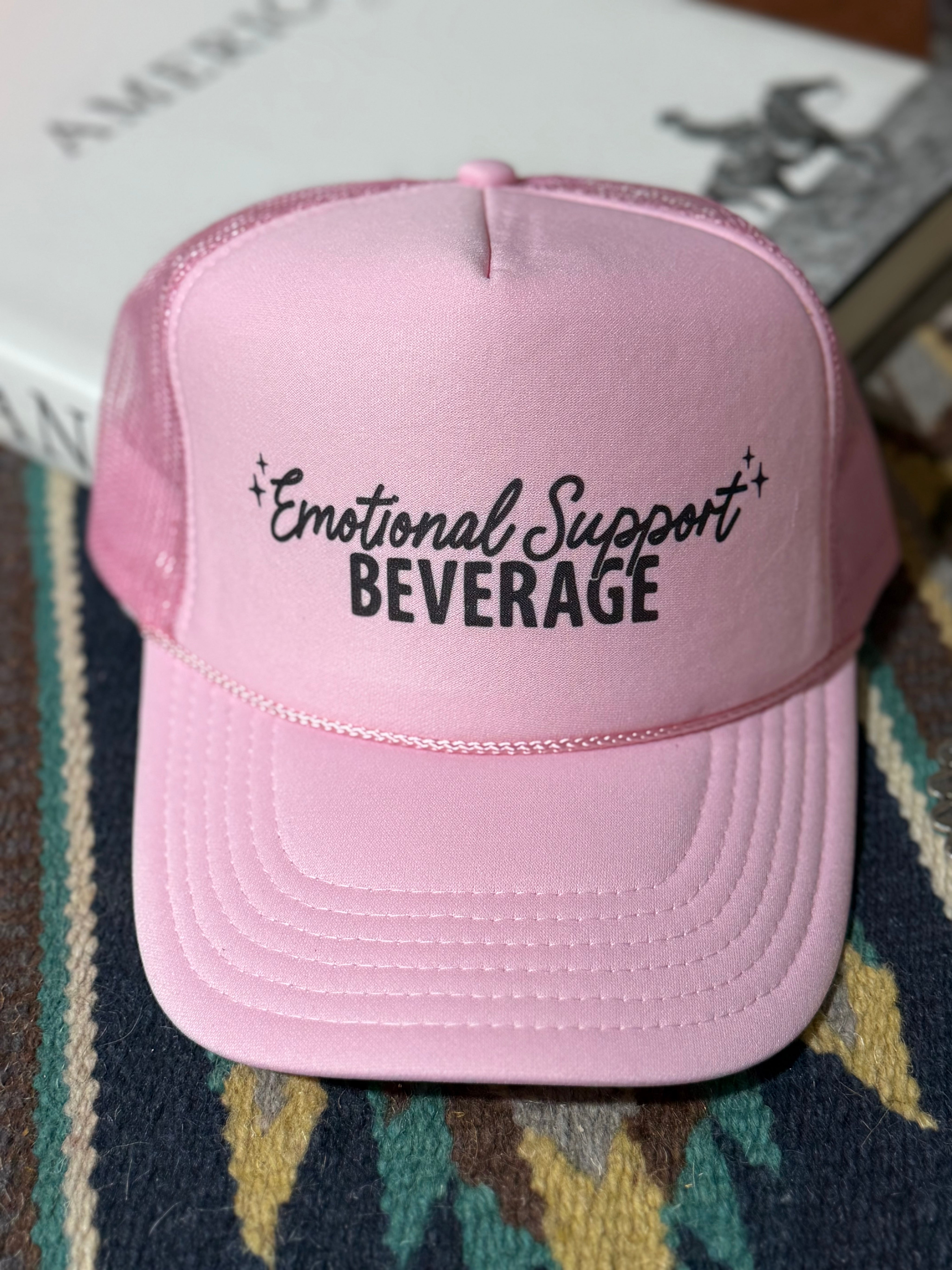 Emotional Support Beverage Pink Trucker Hat