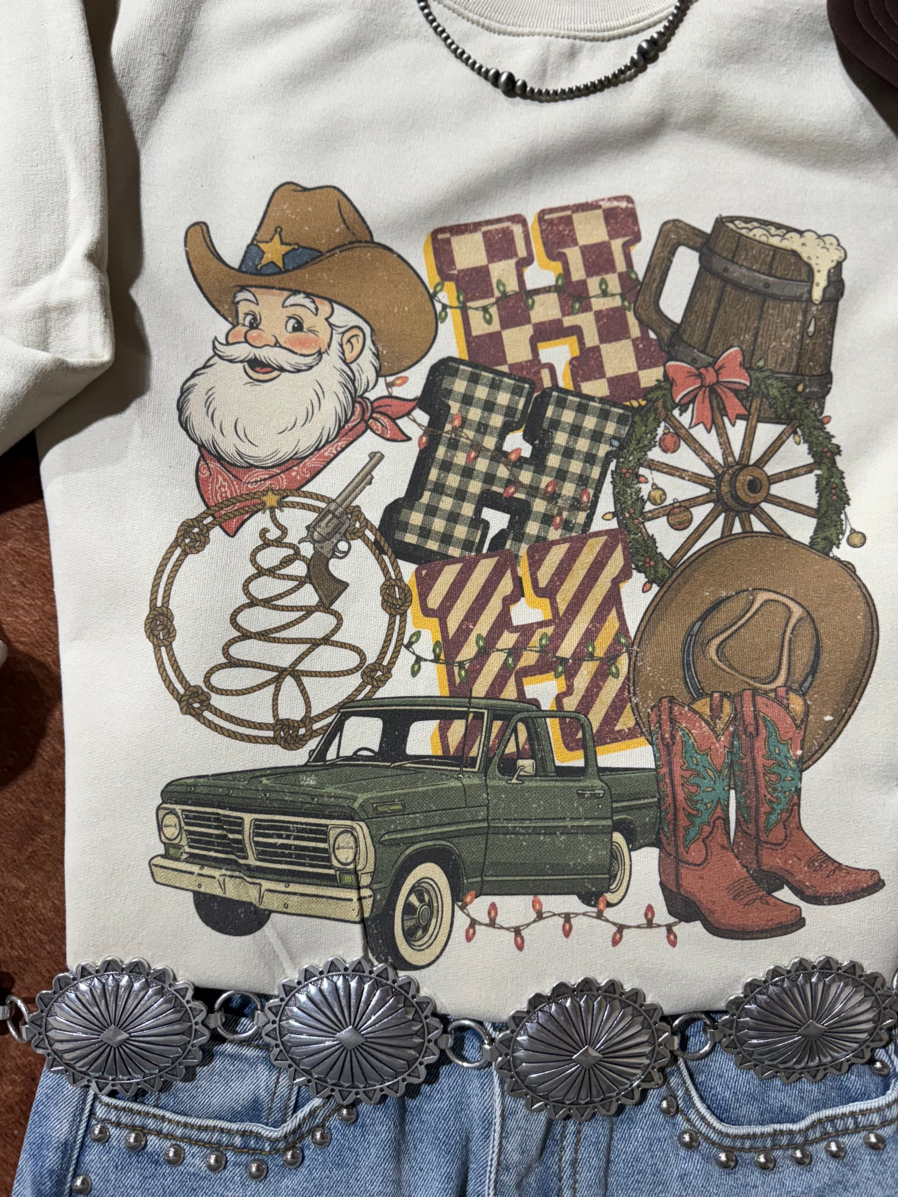 Country Christmas Santa Graphic Sweatshirt