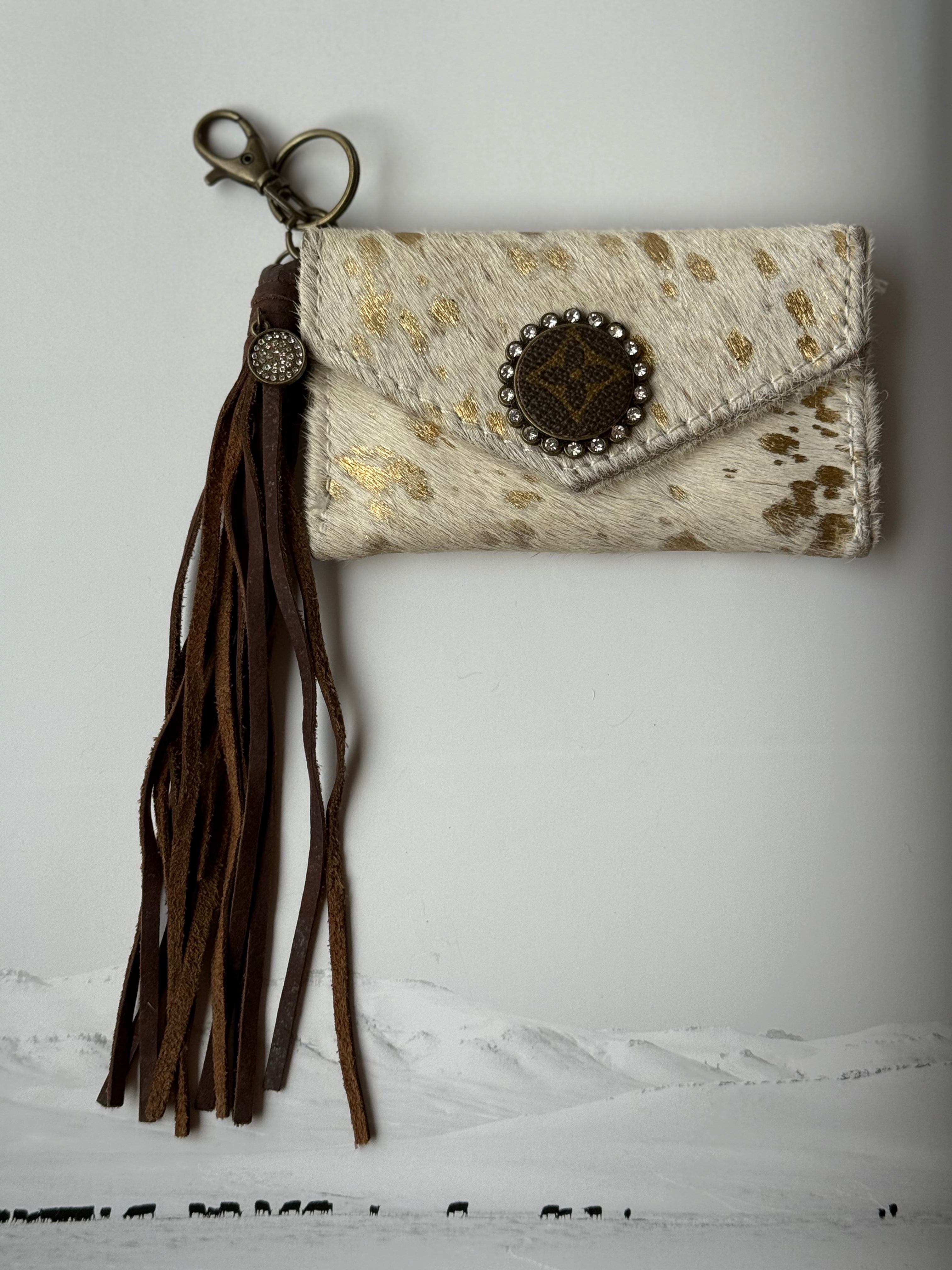 Gold Dust Fringe Wallet Keychain
