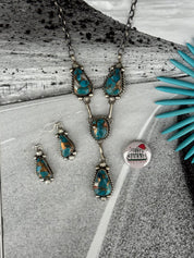 Spiny Turquoise Lariat Necklace And Earring Set