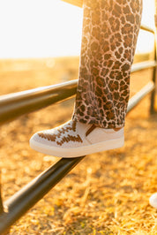 Tan Aztec Slip On Sneakers