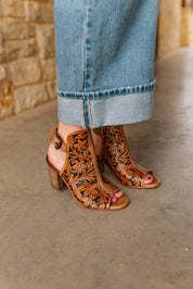 Desert Flora Tooled Leather Booties