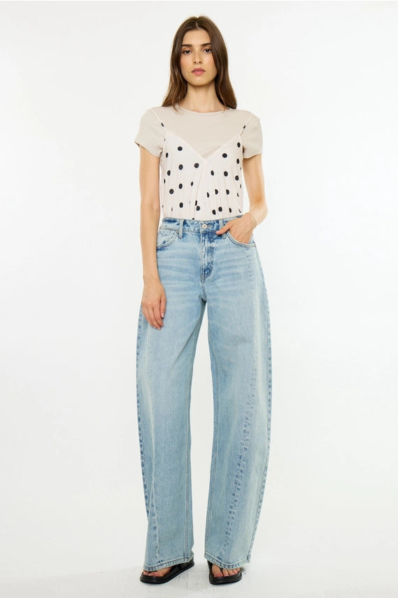 Kancan Low-Slung Wide Barrel Jeans