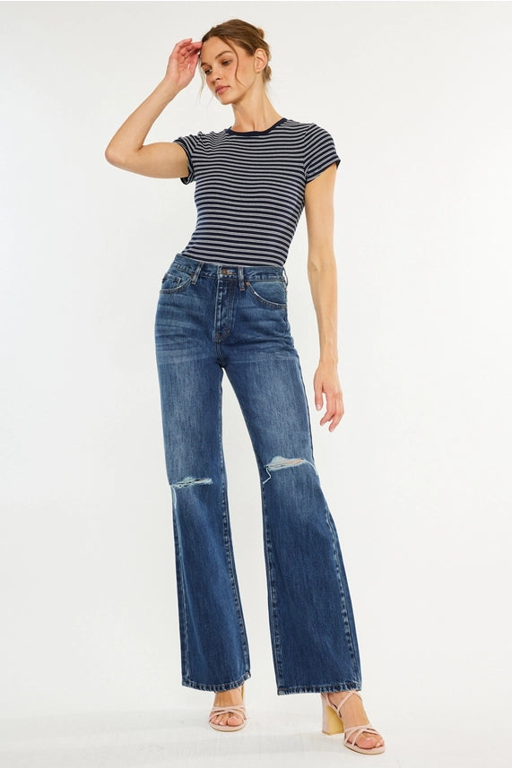 KanCan High-Rise Distressed Knee Bootcut Jeans
