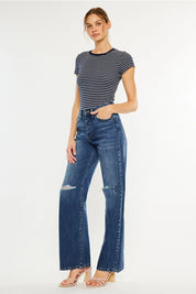 KanCan High-Rise Distressed Knee Bootcut Jeans