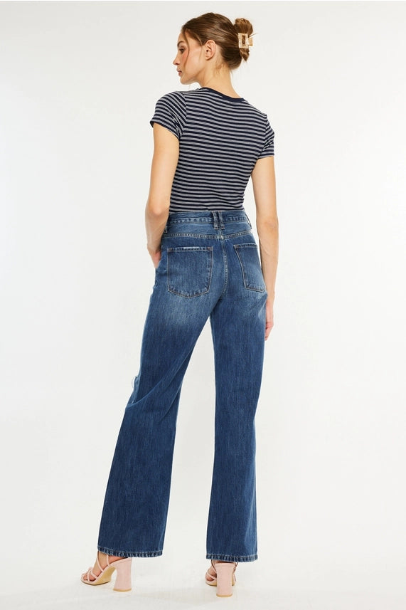 KanCan High-Rise Distressed Knee Bootcut Jeans