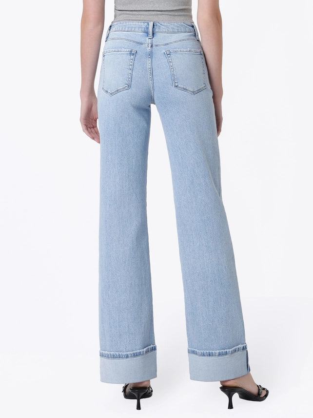 High-Rise Cuffed Wide Leg Jeans