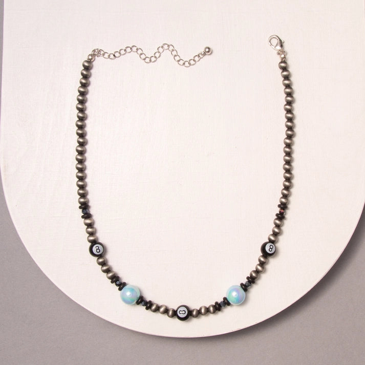 Western Beaded 8-Ball Charm Necklace