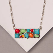 Western Multi-Shape Stone Bar Chain Necklace