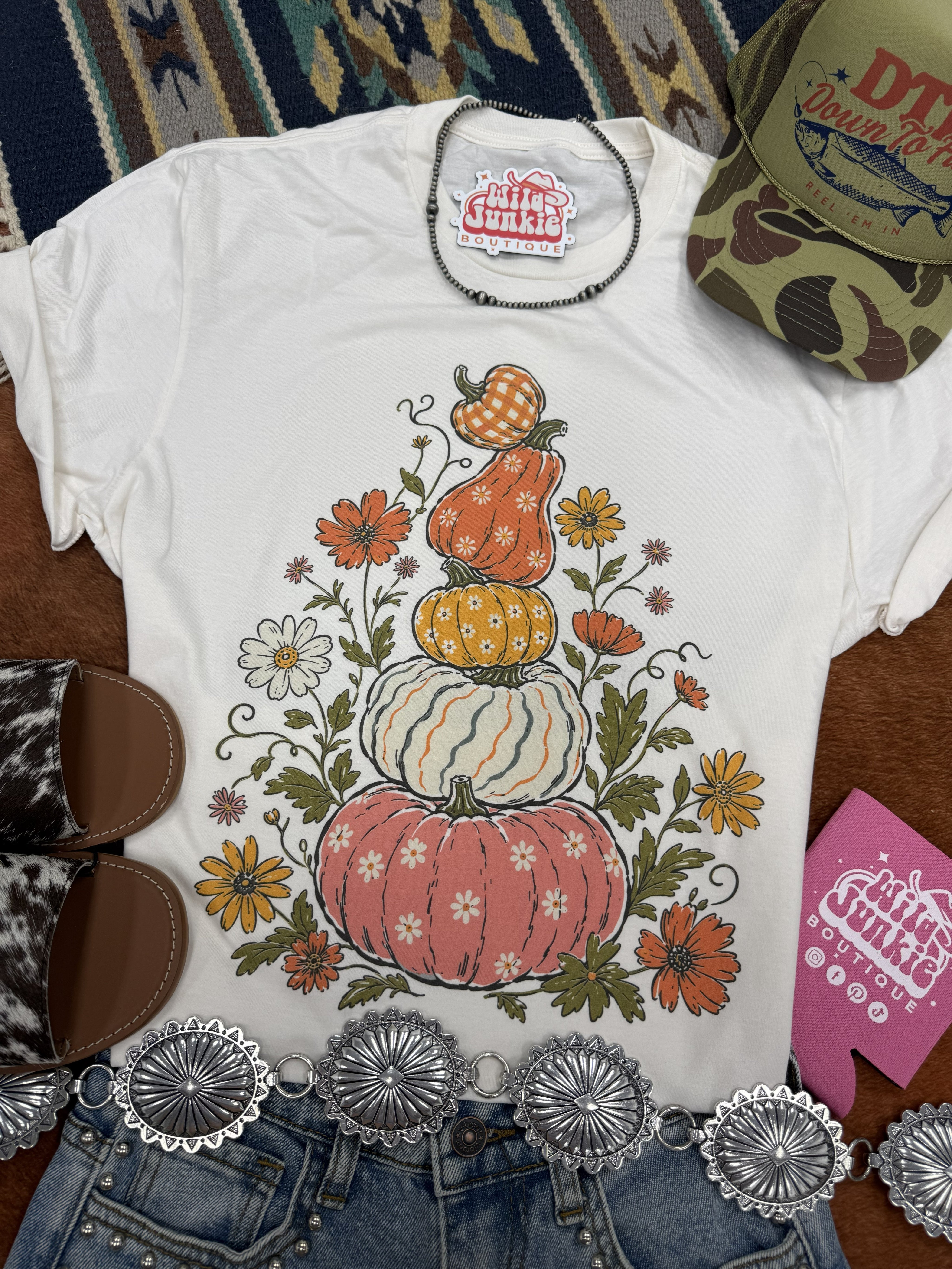 Floral Pumpkin Stack Graphic Tee