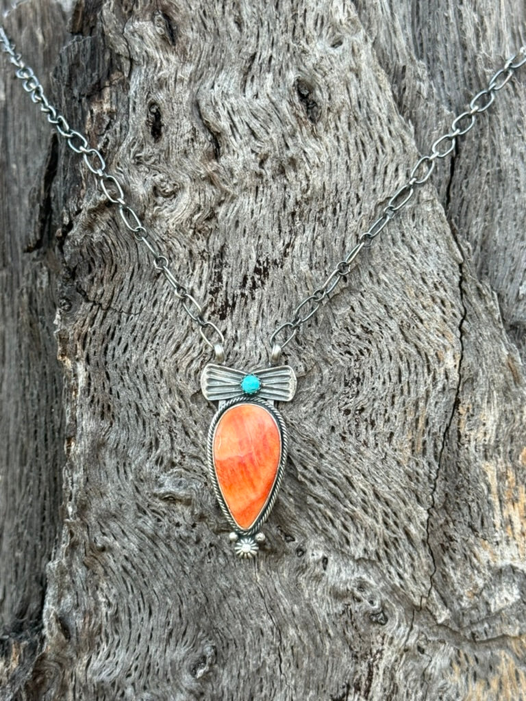 Canyon Glow Turquoise Accent Teardrop Pendant Necklace