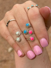 Western Sparkle Opal Stone Ring Pink