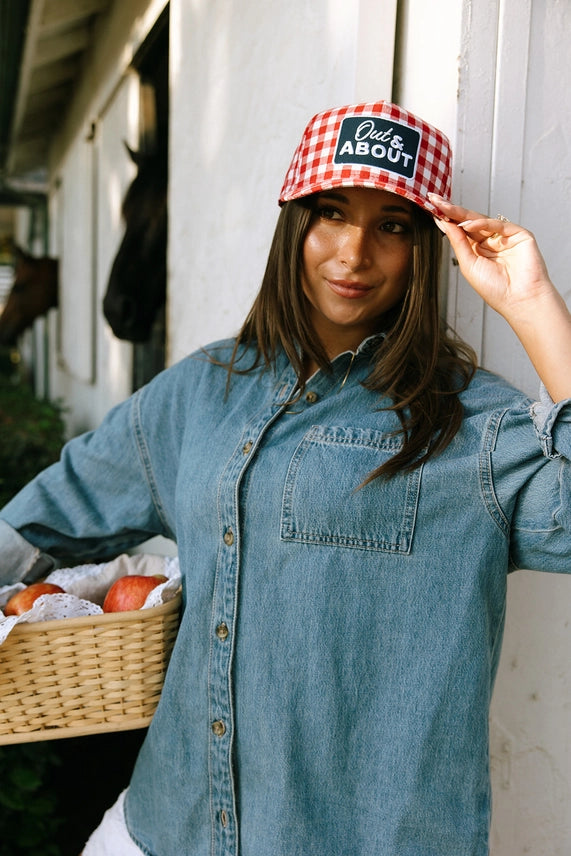 Out & About Gingham Patch Trucker Hat