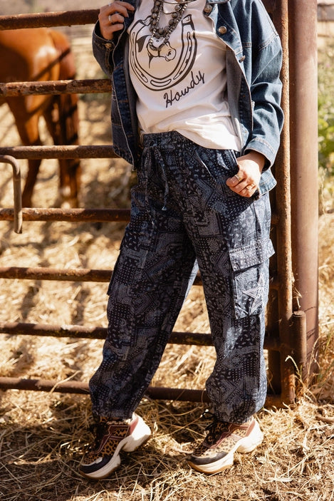 Paisley Bandana Print Jogger Pants
