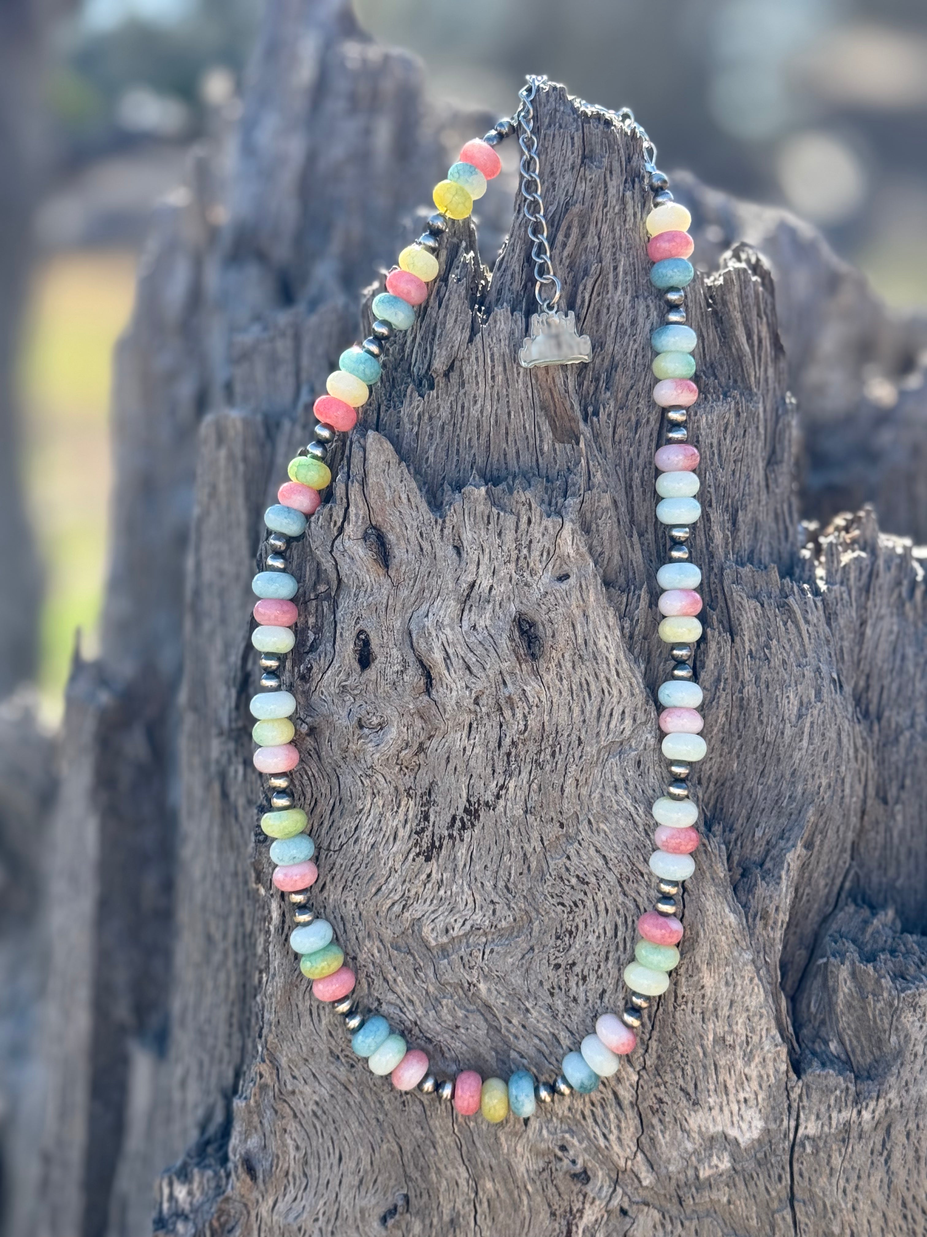 Pastel Opal Beaded Choker Necklace