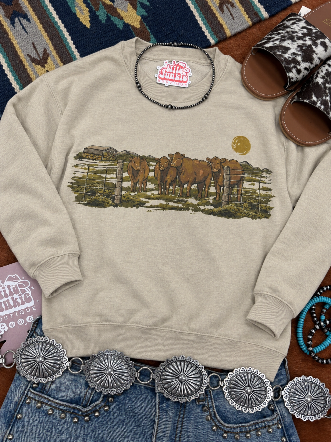 Pasture Angus Cattle Graphic SweatshirtSandS