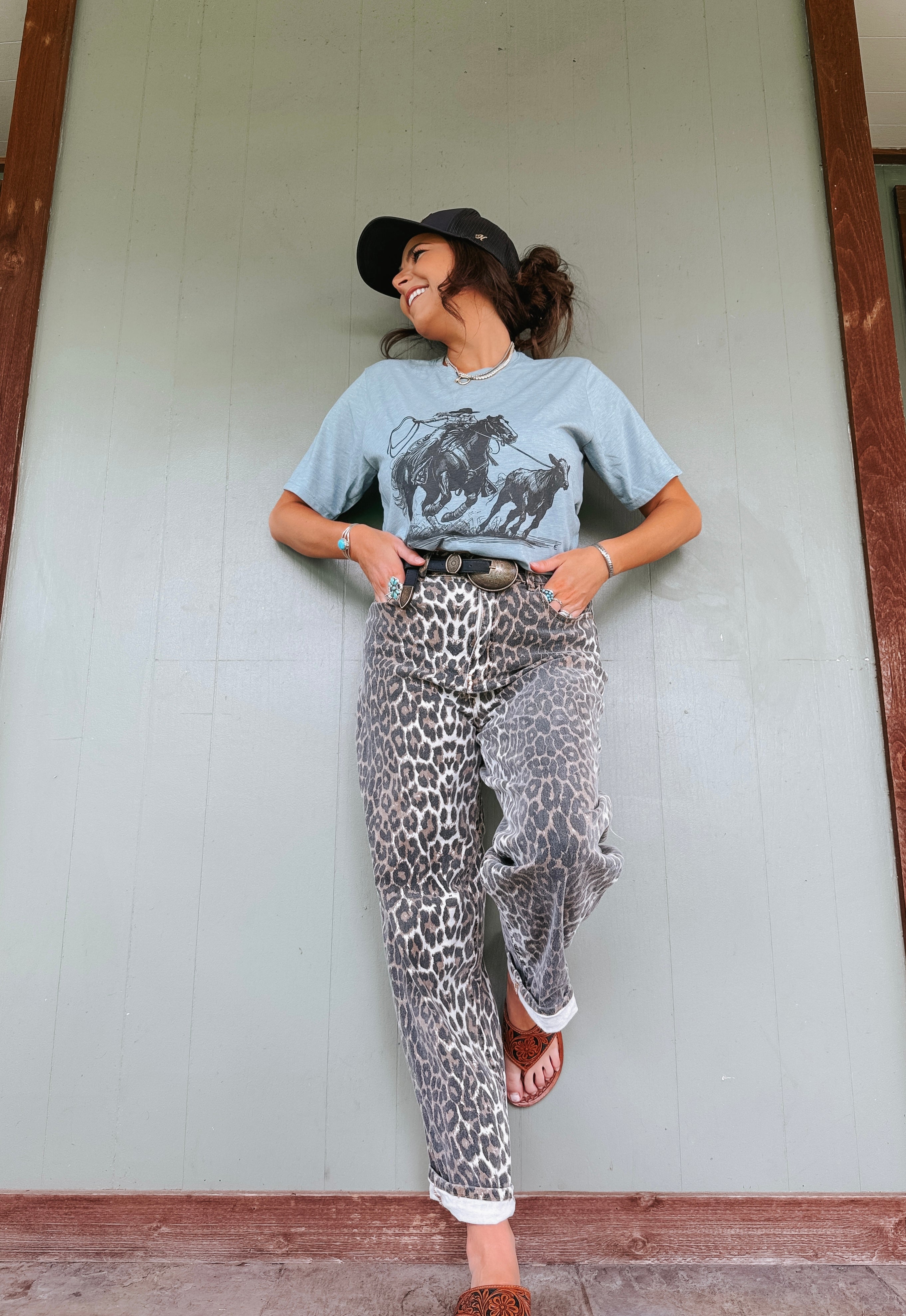 Leopard Wide Leg Jeans