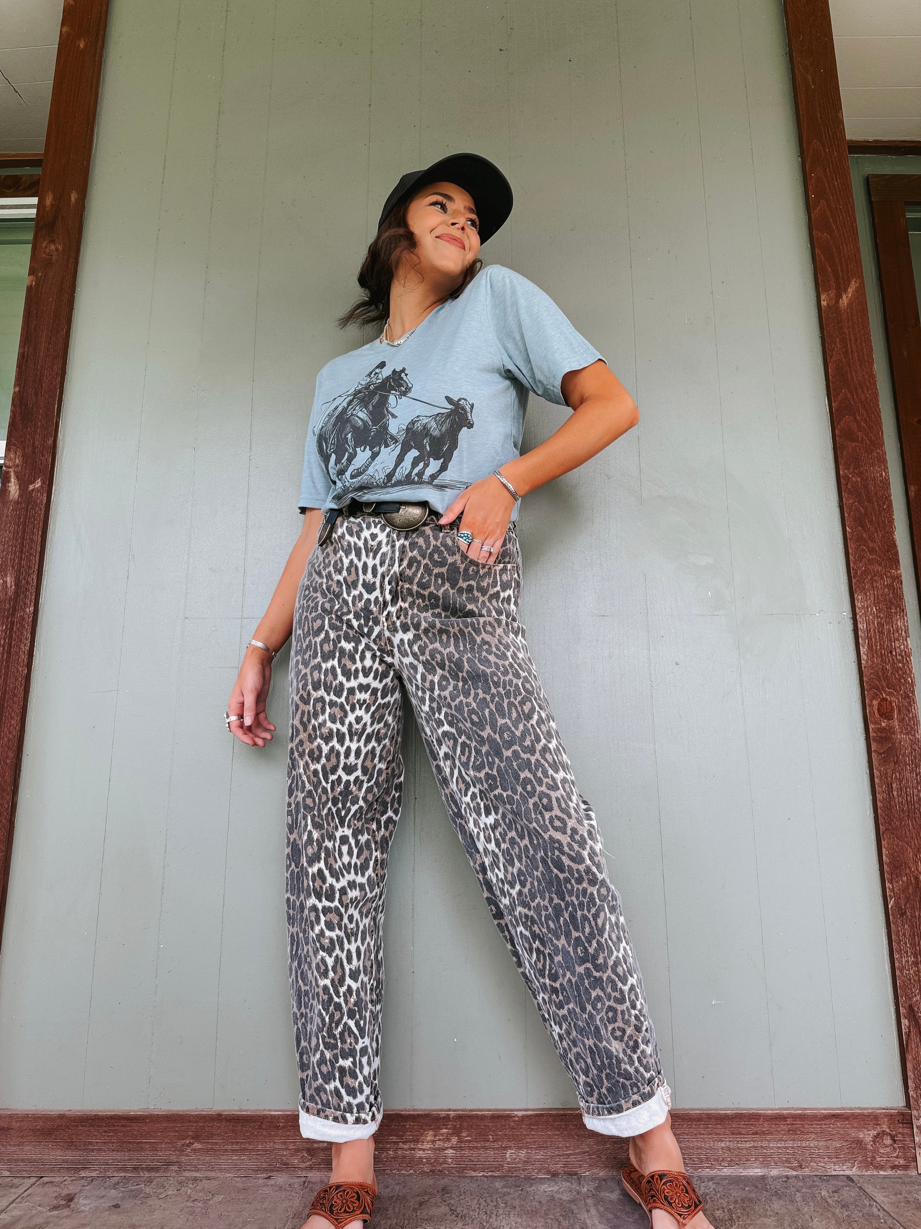 Leopard Wide Leg Jeans