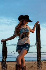 God Bless America Cowboy Trump Graphic Tee