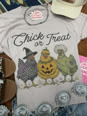 Chick or Treat Halloween Graphic TeePink GravelS