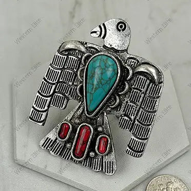 XL Blue Turquoise Thunderbird Ring