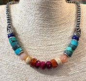 Canyon Turquoise & Raven Art Multicolor Beaded Necklace