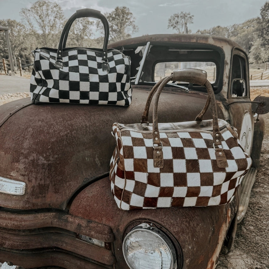 Outlaw Checkered Cowhide Duffel Bag
