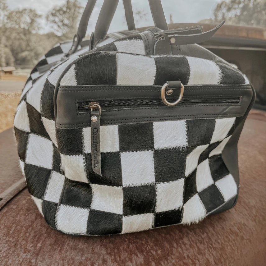 Outlaw Checkered Cowhide Duffel Bag