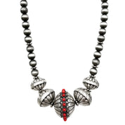 Large Red Stone Saucer Beaded Necklace