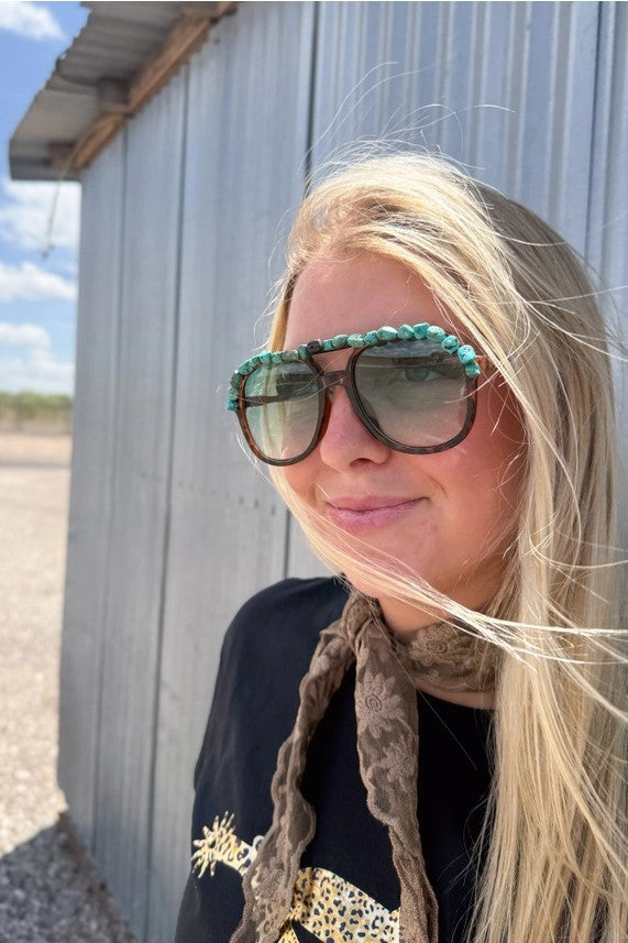 Turquoise Glam Sunglasses