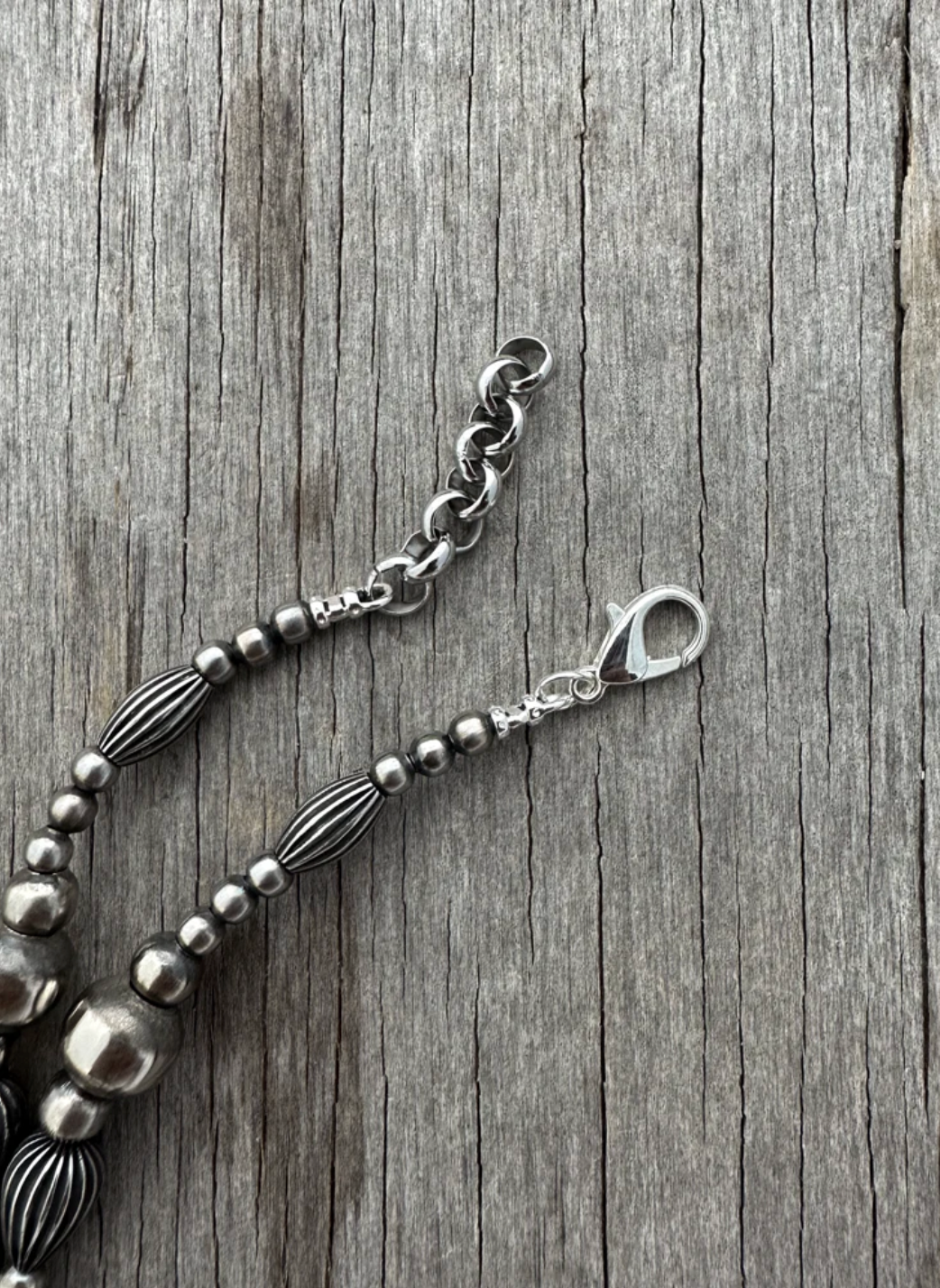 Silver Pearls and Pumpkin Beads Necklace