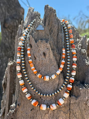 3-pc Necklace Stack: Spiny Oyster & Single Pearl Strand Bundle