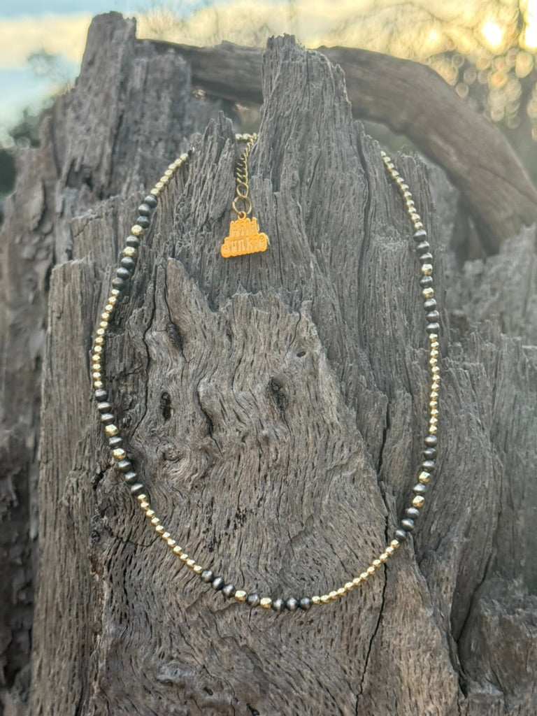 Sterling Silver Two-Tone Beaded Choker Necklace