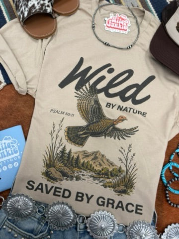 Wild by Nature Saved by Grace Graphic TeeTan