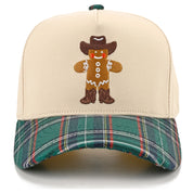Cowboy Gingerbread Man Embroidered Plaid Trucker Hat