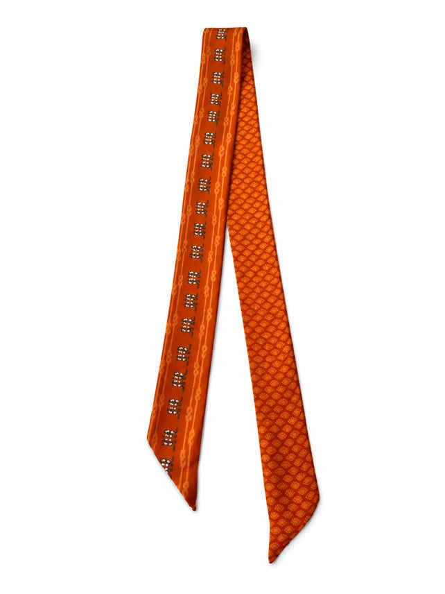 Cowboy Boot Paisley Reversible Twilly - Burnt Orange
