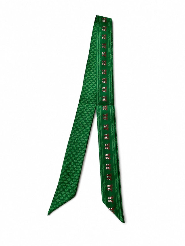 Cowboy Boot Paisley Reversible Twilly - Kelly Green