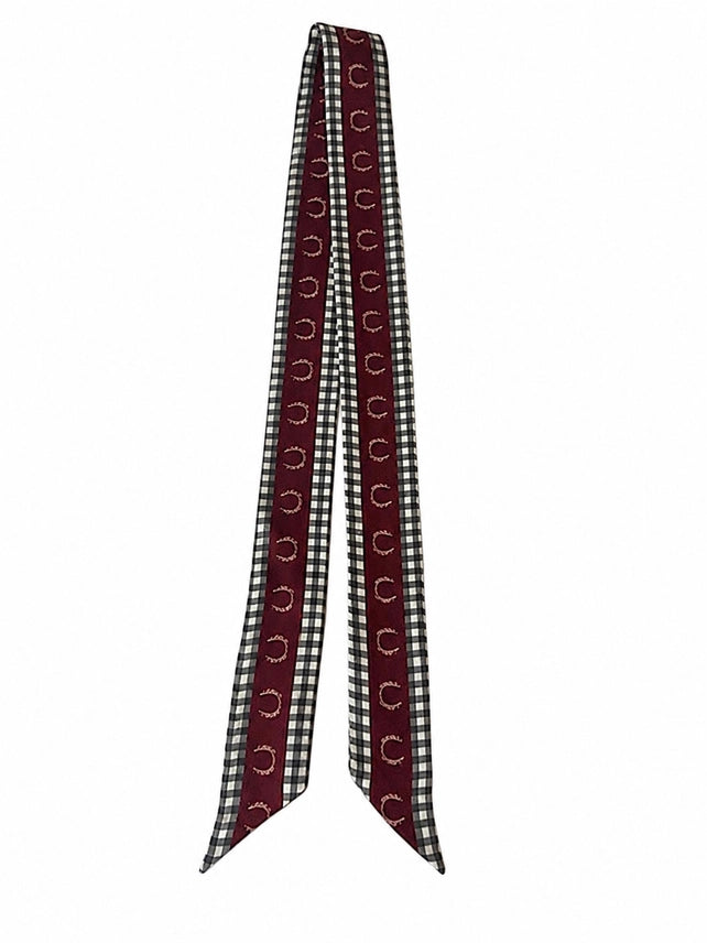 Horseshoe Gingham Twilly Scarf - Maroon