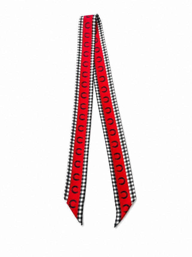 Horseshoe Gingham Twilly Scarf - Red