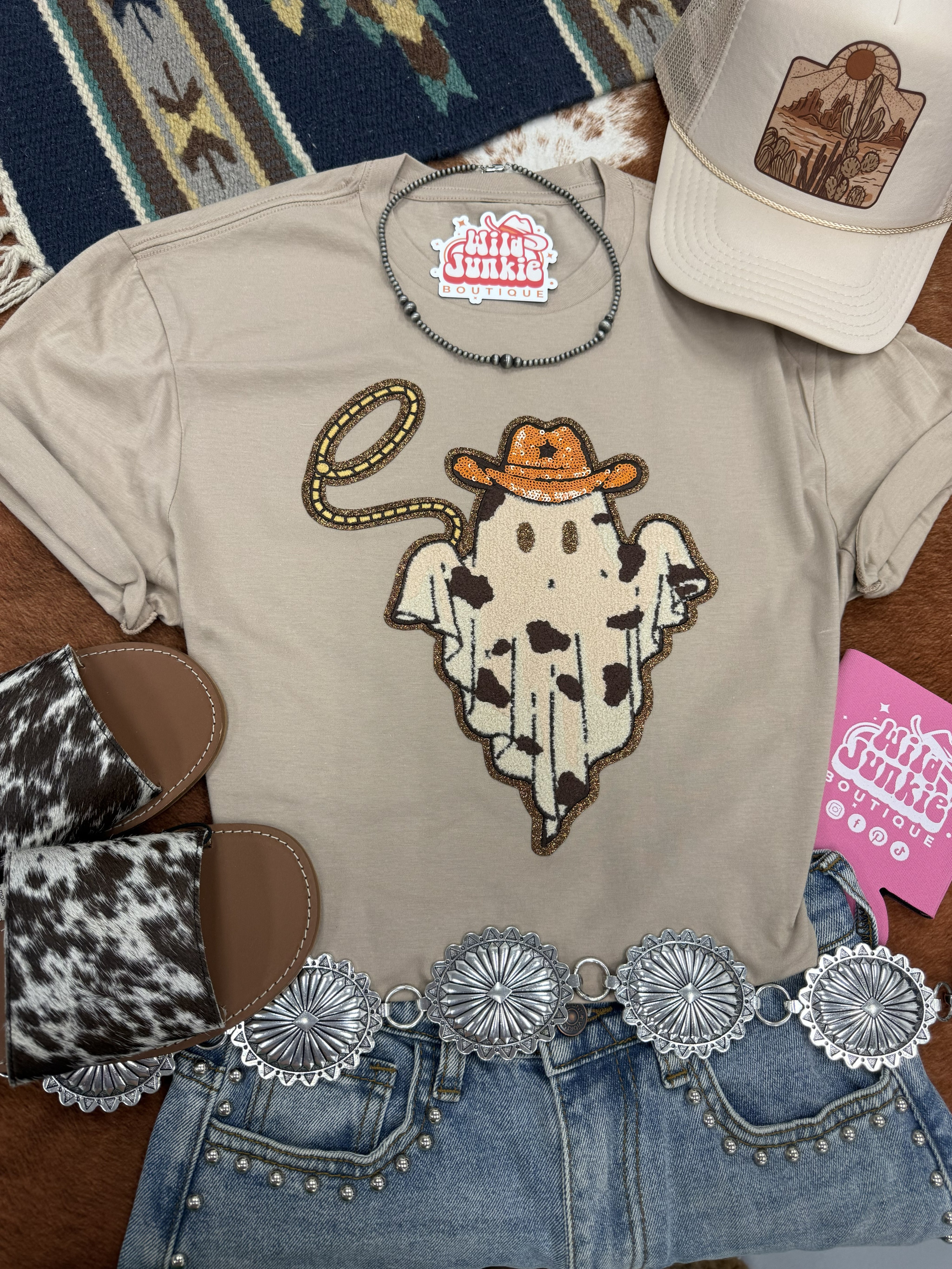 Cowboy Ghost Sequin Patch Tee