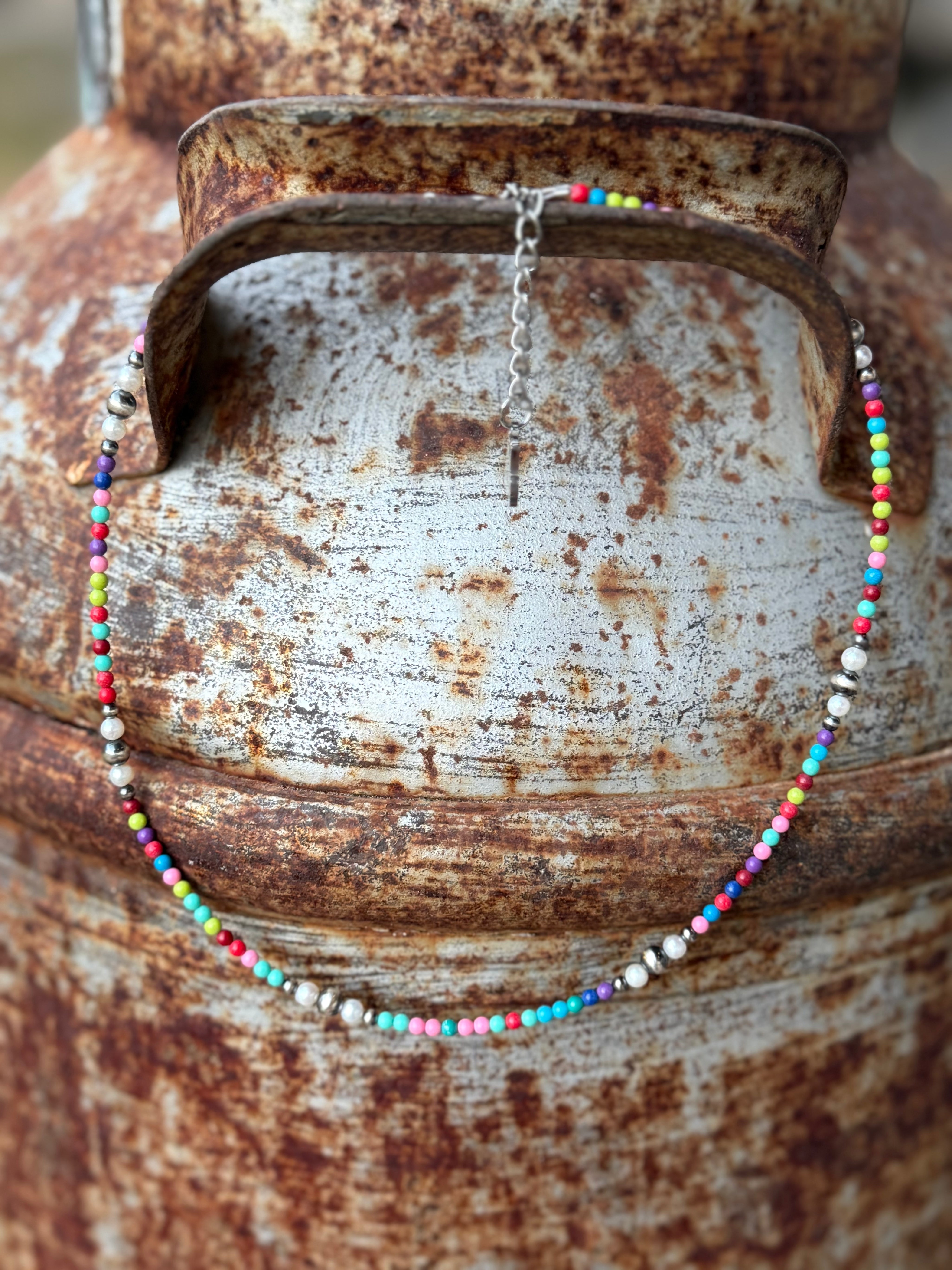 Sterling Silver Prism And Pearl Necklace