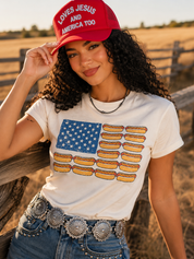USA Hot Dog Flag Graphic TeeWhite