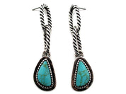Twisted Rope Link Turquoise Teardrop Earrings
