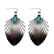 Western Turquoise Sunburst Concho Drop Earrings
