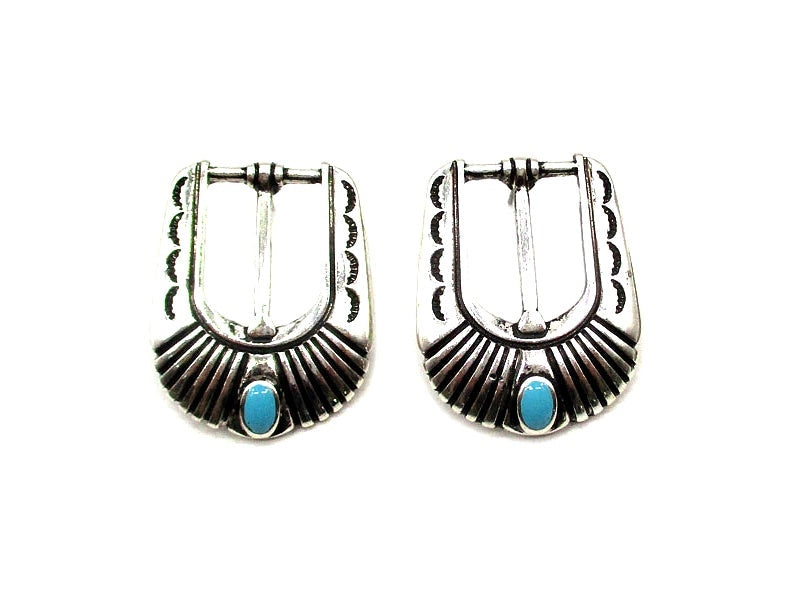 Western Belt Buckle Turquoise Earrings